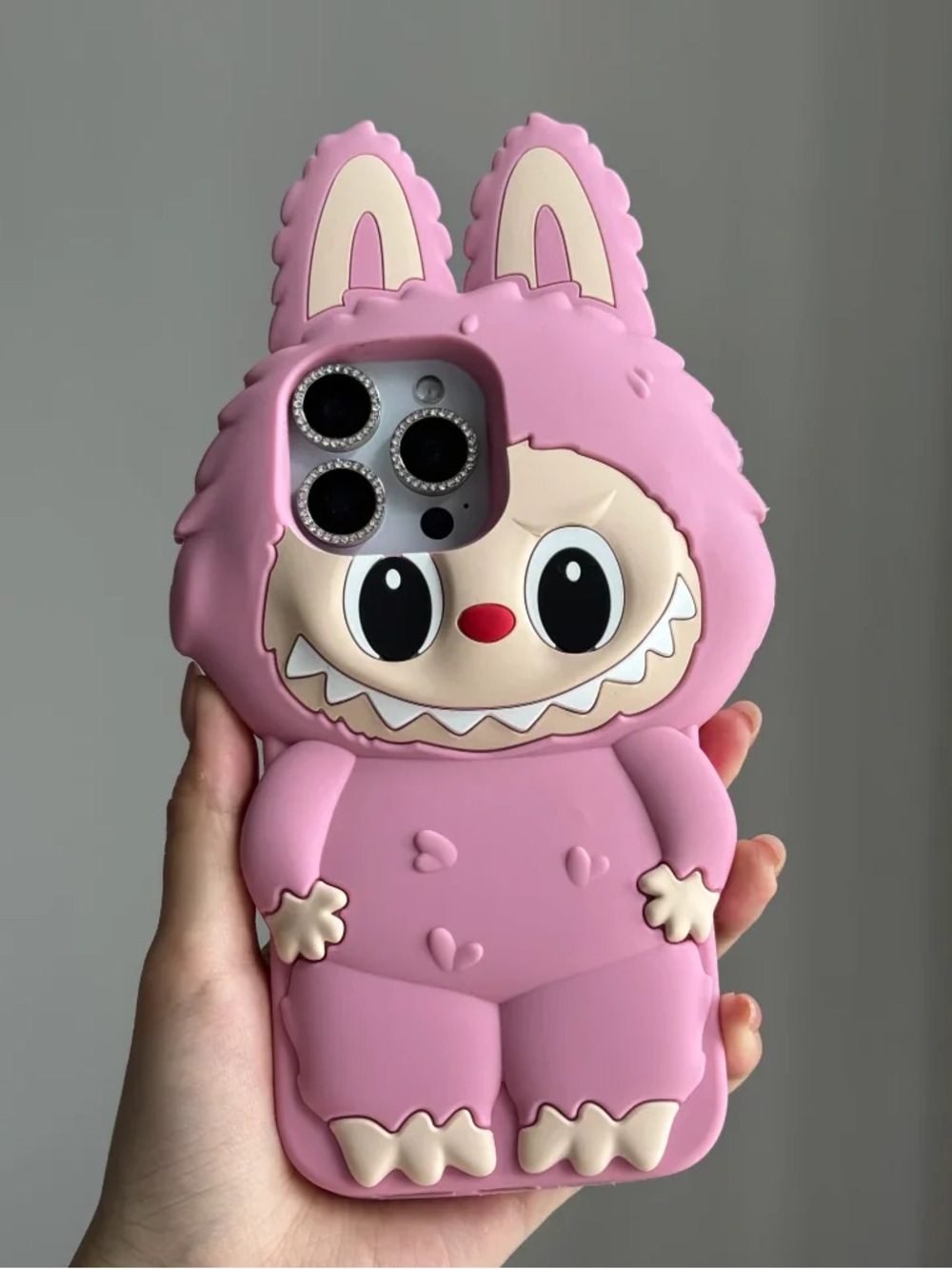 Cute Pink Labubu Silicone Phone Case